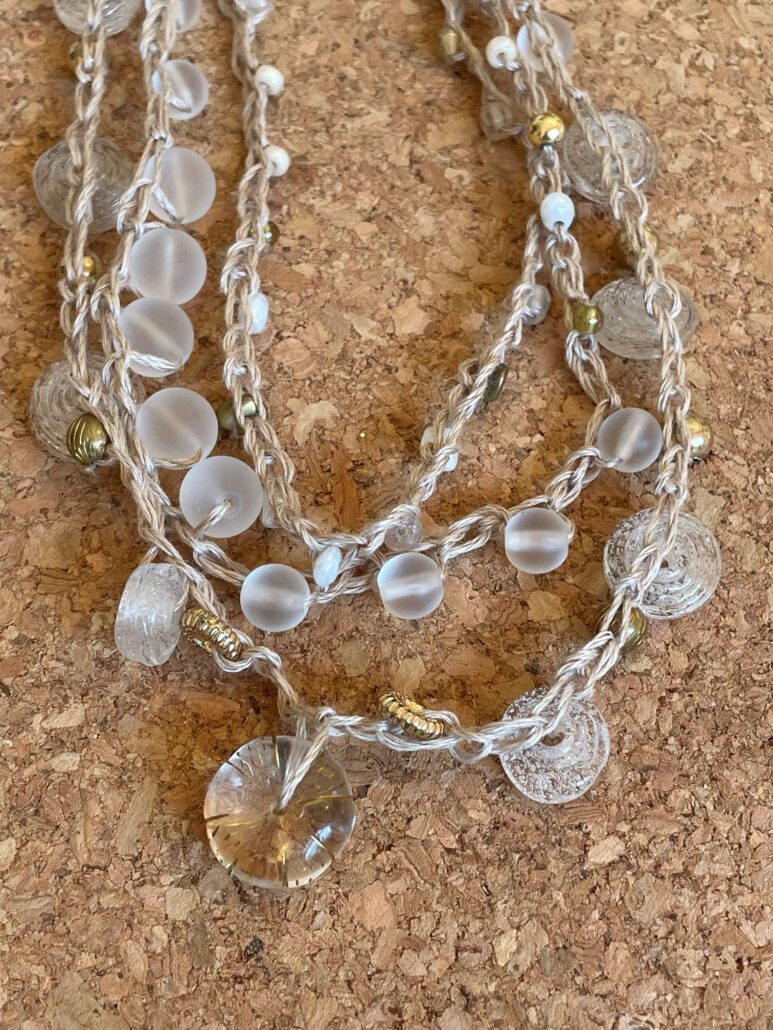 Necklace Fiber Bead Crochet Jewelry